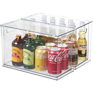 Fridge Organizers and Storage Pull Out Drawer, 2 Tall
Stackable, Clear, Soda Can and Bottle Container, for Kitchen, Cabinet