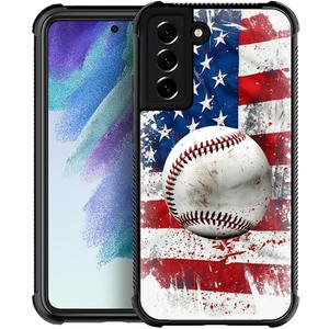 CARLOCA Compatible with Samsung Galaxy S21 Case with Baseball American Flag Pattern Circular Corner for Girl Women Compatible with Samsung Galaxy S21