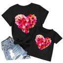 Mommy and Me Valentines Shirts for Women Heart Graphic T-Shirt Family Matching Outfits Valentine Gift Tee Tops (Mama-Black, XX-Large)