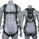 AFP Fall Protection PremiumSafety Harness, Vented & Padded Shoulder, Legs and Back, 3 D-Rings, Tongue Buckle