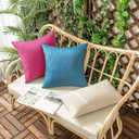 Woaboy Set of 2 Outdoor Waterproof Throw Pillow Covers Hot Pink Decorative Farmhouse Solid Cushion Cases for Patio Tent Balcony Couch Sofa Car 16x16 Inch
