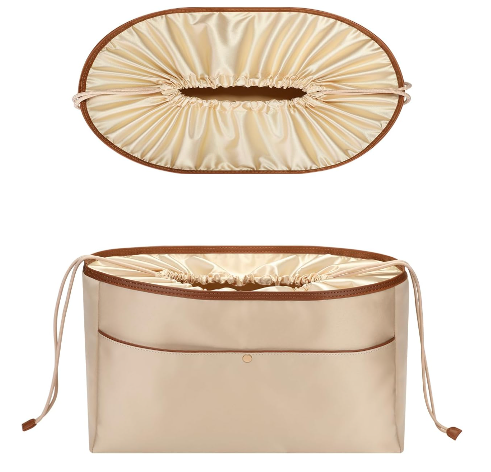 GIVLEFLY Purse Organizer Satin Drill Handbag Organizers Silk Fabric Tote Bag Organizer Handbag Organizer Storage Bag (Drawstring Style, Extra Large)