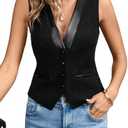 SHENHE Women's Button Front V Neck Vest Dressy Casual Business Sleeveless Tank Vest.L