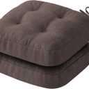 IASEAHK Chair Cushions for Dining Chairs, Dining Chair Cushions, Tufted Indoor Chair Pads with Ties & Non Slip Backing, Seat Cushions for Kitchen Chairs 16.5 x 16.5 x 3.5, Set of 2, Brown