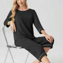 PrinStory Women's Pajama Set Capri Pjs Sets 2 Piece Soft Lounge Sets Sleepwear with Pockets (Black, M)