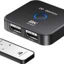 8K Display Port Switcher 2 in 1 Out, NEWCARE DisplayPort Splitter with Remote, DisplayPort Switch Supports 8K@60Hz 4K@120Hz DP 1.4, Display Port Switch Compatible with PC Laptop Monitor TV