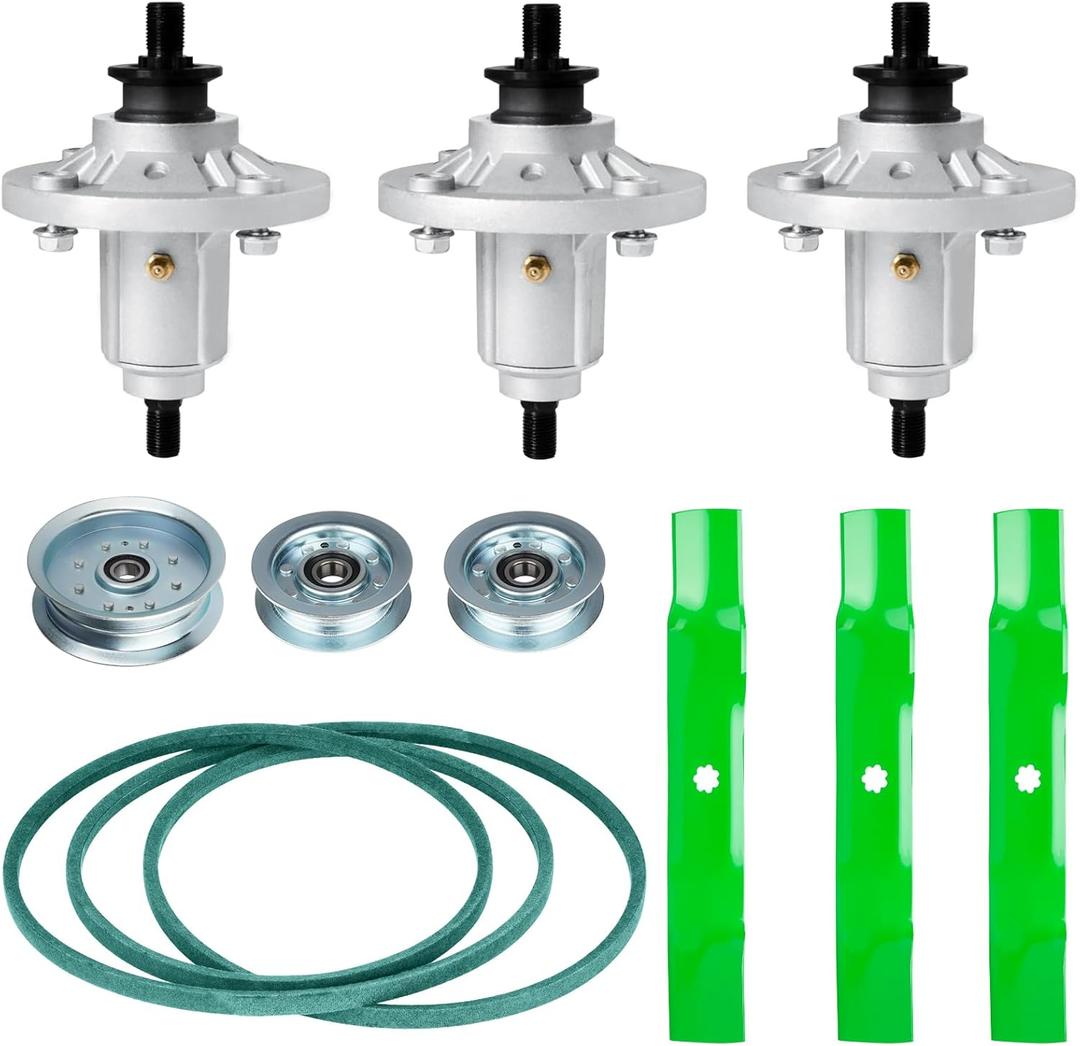 48'' Deck Blade Spindle Belt Idler Kit for John Deere 155C LA130, Spindle GY20454, GY20867, GY20962, Blade GX21784 GY20852, AM141035, 1/2"x141" Belt GX20571 GX21833, 2 Idler GY20067,1 Idler GY20110