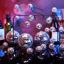 Sumind 8 Pack Disco Party Decorations Mini Disco Ball Garlands Silver Mirror Ball Hanging Banner Silver Streamer Curtains for Birthday Wedding Christmas Party Backdrop Supplies(1 Inch, 2 Inch)