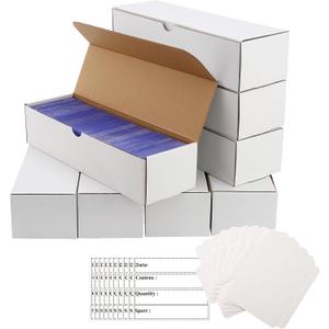 Top Loader Box 8Pack–7200Count, Sports Card Organizer with 30 Dividers & Labels for TCG, MTG, Magic,Trading Cards Archival Safe,Stackable Design