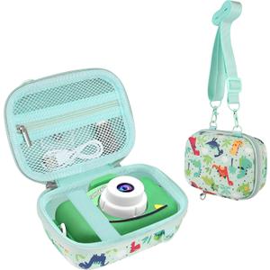 Leayjeen Kids Camera Case Compatible with Goopow/Mgaolo/HOOMOON/Hangrui Kids Camera Toys and Children Digital Video Camcorder Camera,Best Christmas and Birthday Gifts -Green Dinosaur(Case Only)