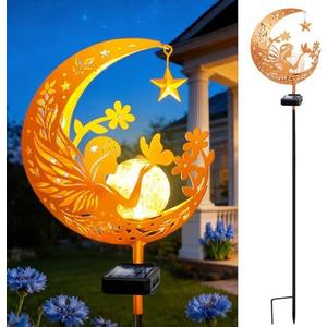ZNYCYE Solar Garden Decor Outdoor Statue, Moon Fairy Garden Figurines for Mom Women Grandma Solar Stake Lights for Patio, Yard, Lawn, Pathway (Warm White)
