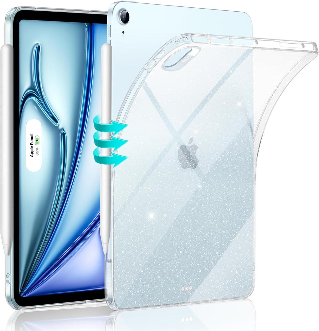 ESR for iPad Air 11 Inch Case M4/M3/M2 (2026/2025/2024), iPad Air 5th/4th Gen(2022/2020), Slim&Light, Yellowing Resistant, Transparent Back Cover, Supports Pencil Pro/USB-C, Zero Series, Clear Shimmer