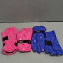 Hicarer 2 Pairs Winter Gloves for Kids Waterproof Snow Ski Gloves Girls Boys Warm Unisex Youth Clothes for Cold Weather(Dark Blue, Pink, Black, Blue,6-12 Years Old)