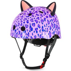Kids Bike Helmet for Girls 3-5/5-8/8-14, Adjustable Helmet with DIY Cat Ears, Cute Toddler Youth Helmets for Skateboard Scooter Cycling Roller Skating S