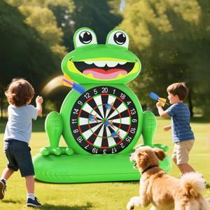 MOONTOY Pool Toys for Kids, Inflatable Frog Dart Board Game, Pool Games for Beach & Backyard, Summer Water Toys for Boys Girls Ages 6-12, Teens & Adults (Pump Included) (Green)