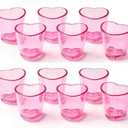 TUZAZO 12 Pcs Heart Shot Glasses Set, Pink Shot Glass Cute 1.5 oz with Heavy Base for Galentines Day Party favors, Valentines, Bar Cart Accessories