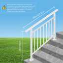 Adjustable Handrails for Outdoor Steps White Metal Stair Railing with Installation Kit, Outdoor Handrail Fits 1 to 4 Steps or Horizontal Use, Wrought Iron Hand Rails for Porch, Deck