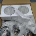 Ganeed Vintage Farmhouse Chandelier with Oil Rubbed Bronze Finish & 6-Frosted Glass Shades, Adjustable Height Rustic Dining Room Ceiling Pendant Lighting for Kitchen Island, Living Room, Dining Table (Black-6light-upward)