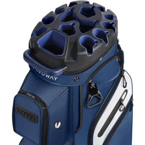 Findway Golf Cart Bag, Upgraded Quiet 15‑Way Full‑Length Divider Golf Bag for Men Women, Anti‑Rattle Locking Top with Grip‑Holding Base, Multiple Pockets, Rain Cover