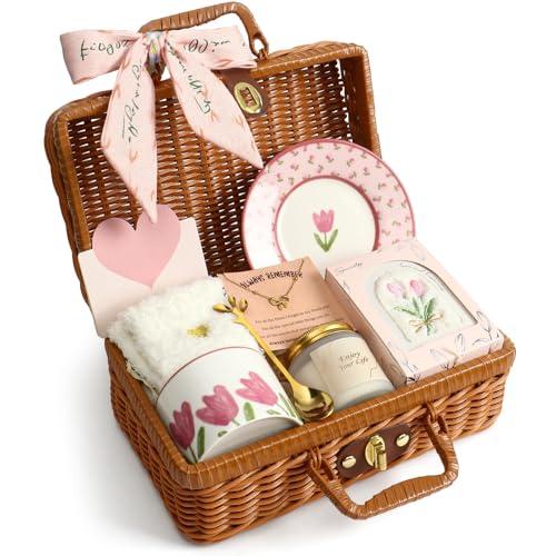 Golray Birthday Gifts for Women Self Care Spa Basket with Mug, Mother's Day Gift Christmas Anniversary Retirement Farewell Gift for Her Wife Sister Mom Grandma Friend Girlfriend Coworker Teacher Nurse