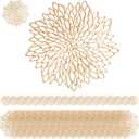 Defined Deco Gold Placemats & Coasters Set of 18, 15" Vinyl Table Mats, Round Placemats Bulks,Gold Plates Chargers Round Dining Place Mats for Christmas,Thanksgiving