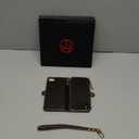 Defencase Compatible with iPhone SE 2020 2022 Case Wallet with RFID Blocking Card Holder for Women Men, Soft PU Leather Magnetic Snap Flip Zipper Strap Wallet Phone Case Fit for iPhone SE/7/8, Coffee