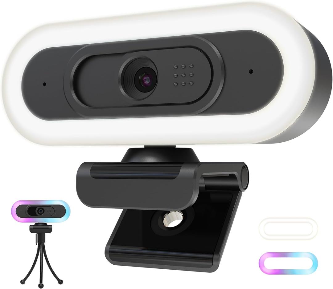 saylas 2K Webcam with Lights, HD Webcam for PC, 2K@60FPS Web cam with Microphone, 65 FOV, Autofocus, Noise Cancellation, Privacy Cover, Web Camera for Computer/Laptop, USB Streaming Computer Camera