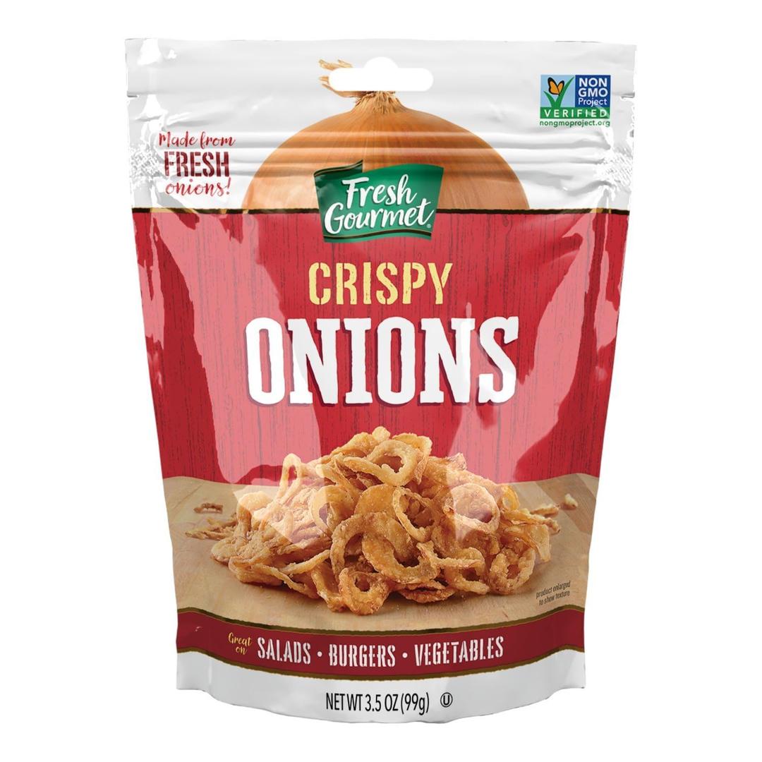Fresh Gourmet Lightly Salted Crispy Onions | 3.5 Ounce, Pack of 6 | Low Carb | Crunchy Snack and Salad Topper (EXP 08/11/26)
