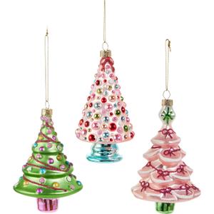 5 Inch Blushing Tree Ornament - Glass Set of 3 Assorted