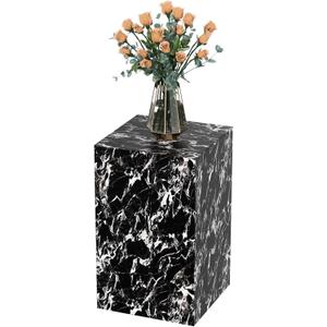 Modern Marble Side Table, 20" Small Square End Table for Living Room, Bedroom, Exhibition Hall, Suitable for Displaying Vases, Statues, Table Lamps, etc.(MAXCAP: 90 Lbs) Napoleon Black