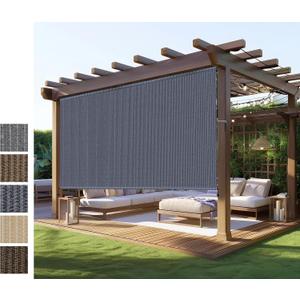 Outdoor Roller Shades,Exterior Cordless Patio Shades Roll Up Blinds for Porch Gazebo Pergola Backyard,Outdoor Blinds for Patio Privacy Screen Protection UV Sun Blocking Fade-Resistant 8ft Wide x 8 H