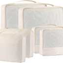 DoubleTrip Packing Cubes for Suitcases Carry on Luggage Organizer 6 Set Travel Accessories Lightweight Storage Bag Space Saver Clothes Pouch Large (Cream)