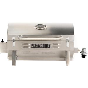 Masterbuilt Portable Propane Gas Grill with Folding Legs, Chrome-Coated Warming Rack and 288 Cooking Square Inches in Stainless Steel, Model MB20030819