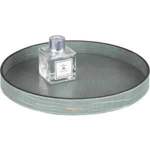 Cockatoo Faux Leather Round Tray, Decorative Coffee Tray for Ottoman, Living Room & Modern Home Decor (Large/11'', Olivine)