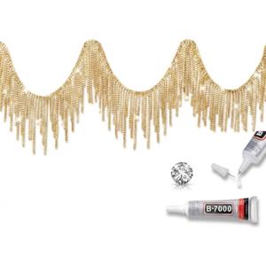 Rhinestone Fringe Belt Beaded Ribbon Diamond Tassel Chain for Jeans Clothing Accessories DIY Decoration