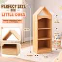 Solid Wood Montessori Shelf, 4-tier Kids Bookshelf and Toy Storage Cabinet