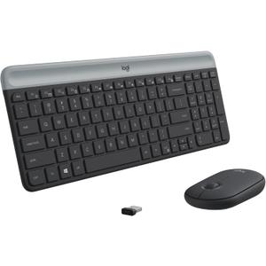 Logitech MK470 Slim Wireless Keyboard and Mouse Combo - Modern Compact Layout, Ultra Quiet, 2.4 GHz USB Receiver, Plug n' Play Connectivity, Compatible with Windows - Graphite