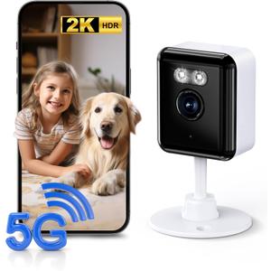2K Cameras for Home Security, 2.4/5GHz Wi-Fi 6 Indoor Camera for Dog/Pet/Nanny/Baby with US Phone App, AI Text Recognition, Smart Search, Color Night Vision, Mini Cam 2 Way Talk, Human Detection