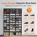 MAGINELS 72-Pairs Shoe Storage Organizer Cabinet,Portable Shoe Rack Organizer with Door,Large DIY Plastic Detachable Shoes Shelves for Entryway,Bedroom,Black