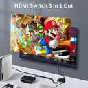 NEWCARE HDMI Switch Splitter, HDMI Switch 3 in 1 Out 4K@120Hz, 3 Port HDMI Switcher Selector Box, Supports 8K@60Hz HDR, VRR 48Gbps, Compatible with PS5/4 Laptops PC Roku Xbox TV Monitor Projector
