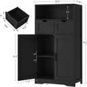 Iwell Storage Cabinet with Doors & Shelves, Kitchen Pantry Cabinet, Bathroom Cabinets for Living Room, Kitchen, Laundry, Black