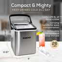 Igloo Handled Portable Ice Maker with Scoop- Ice Maker with LED Control Panel & 1 Quart Water Tank-Ice Cube Maker Produces 26 Lbs of Ice in 24 Hours with 9 Large or Small Cubes In 7 Minutes- Stainless