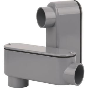 2Pack 1-1/2Inch Rigid PVC Conduit Body Type LB 1.50IN Slip x Slip PVC Conduit Bodies LB Type with Cover and Gasket, Gray