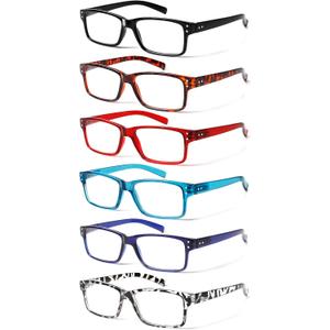 NORPERWIS Reading Glasses 6 Pairs Quality Readers Spring Hinge Glasses for Reading for Men and Women (6 Pack Mix Color -3, 4.50)