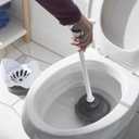 Clorox Toilet Plunger with Hideaway Holder Caddy Heavy-Duty Compact Design with Non-Skid Rubber Base for Bathroom Convenient Storage Toilet Unclogger, 6.5x19.5-Inch, White