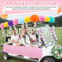 Suncalla 16 Pcs Easter Golf Cart Decorations Spring Party Decorations Festival Bowties Pastel Wreath Tinsel Garland Fringe Tissue Paper Flowers for Golf Cart Party Supplies Decor