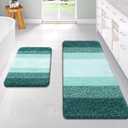 OLANLY Bathroom Rug Set 2 Piece, Soft Absorbent Microfiber Bath Rug Set, Non-Slip, Machine Wash Dry, Plush Shaggy Bath Mats for Bathroom (47"x20"+24"x16", Blackish Green)