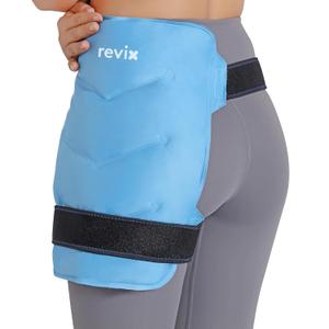 REVIX Hip Ice Pack Wrap with Straps, Reusable Gel Cold Compression for Hip Replacement, Soft Plush Lined Cold Packs for Sciatic Nerve Discomfort Relief (Blue)