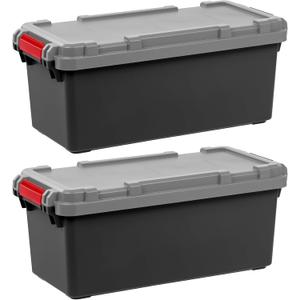 IRIS USA 2-Pack 15 Gallon Lockable Storage Trunk TrailBox, Dark Gray/Gray