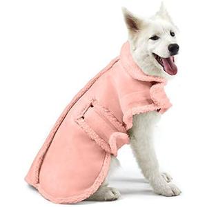 Dog Winter Jacket, Warm Windproof Dog Coat Sweaters for Small Dogs, Thick Apparelf Fleece Coat for Medium Large Dog (Pink Large) (Large(30.8lb-41.9lb))